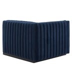 Modway Conjure Modern Channel Tufted Velvet Left-Arm Chair In Midnight Blue