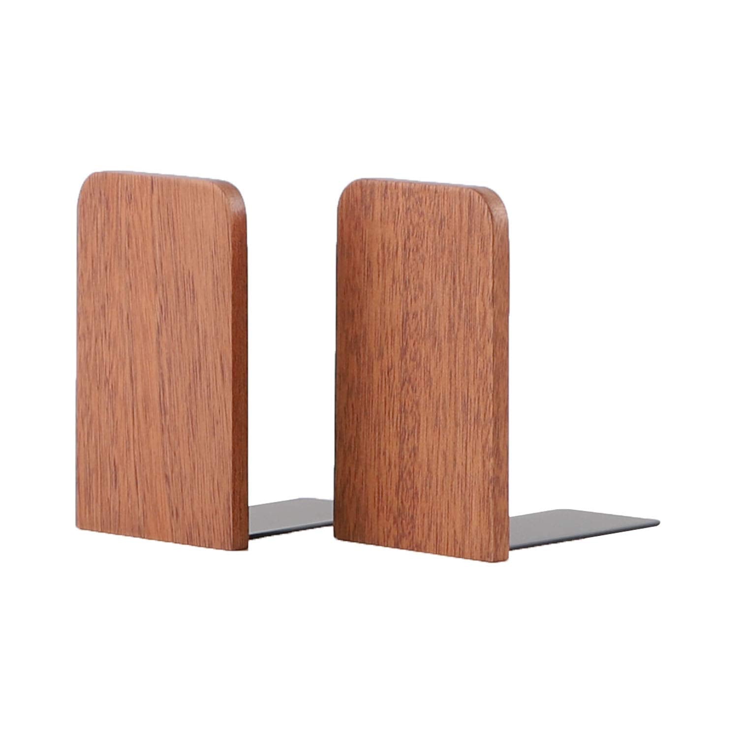 Muso Wood Book Ends For Shelves, Non-Slip Bookends, Heavy Duty Wooden Bookend Support For Books And Movies (Sapele 1 Pair)