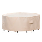 F&J Outdoors Patio Furniture Covers Waterproof Uv Resistant Rip-Stop Fabric Round Outdoor Furniture Cover, Beige, 96' Dia X 27.5' H