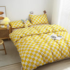 Clothknow Plaid Comforter Set Queen 3Pcs Yellow White Grid Bedding Comforter Sets Yellow White Queen Comforter Light Yellow Quee