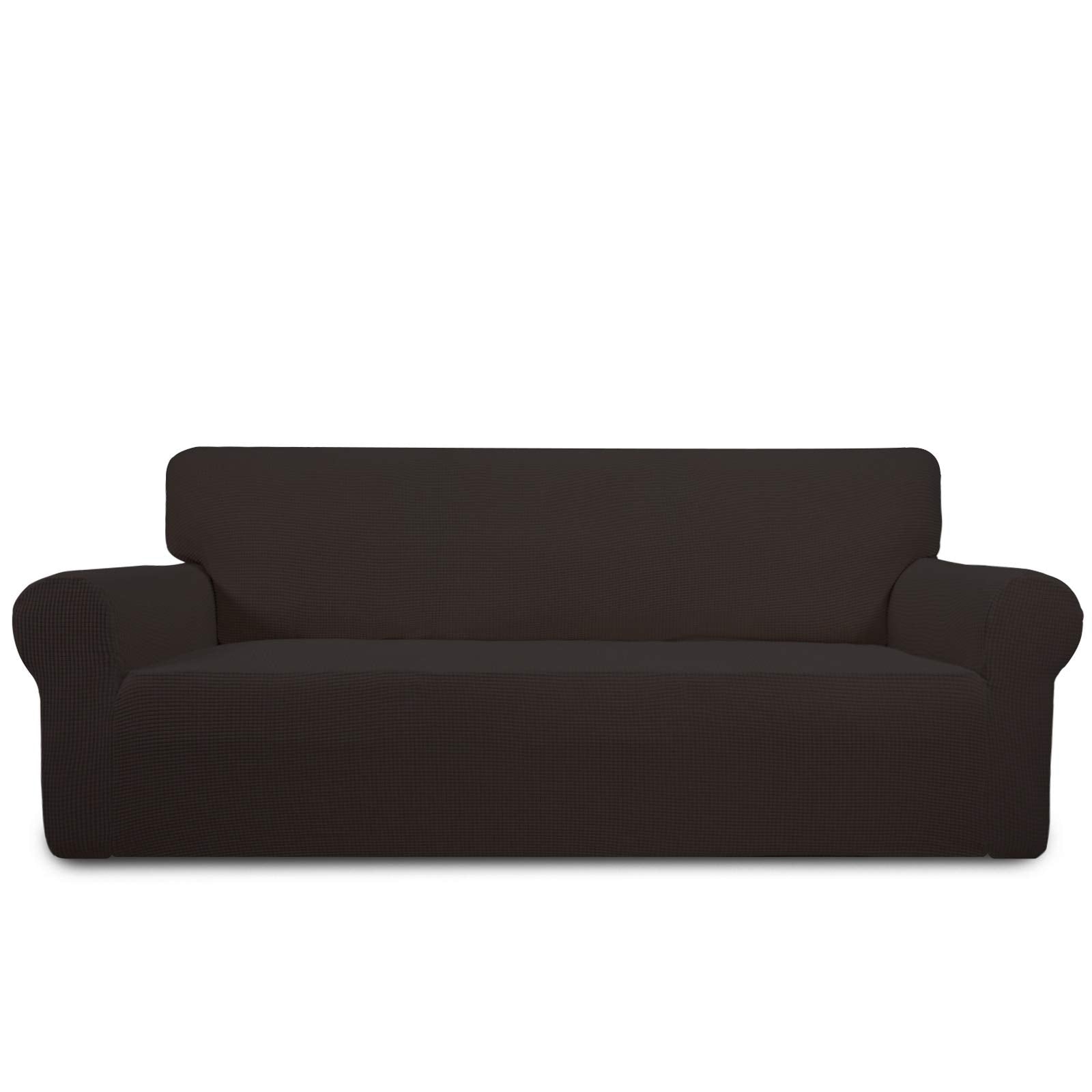 Purefit Stretch Oversized Sofa Slipcover – Spandex Jacquard Non Slip Soft Couch Sofa Cover, Washable Furniture Protector With Non Skid Foam And Elastic Bottom For Kids (Oversized Sofa, Chocolate)