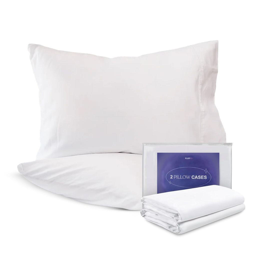 Fluffco Cooling Pillowcases, Queen Size, 100% Cotton, Machine Washable, Breathable, Set Of 2
