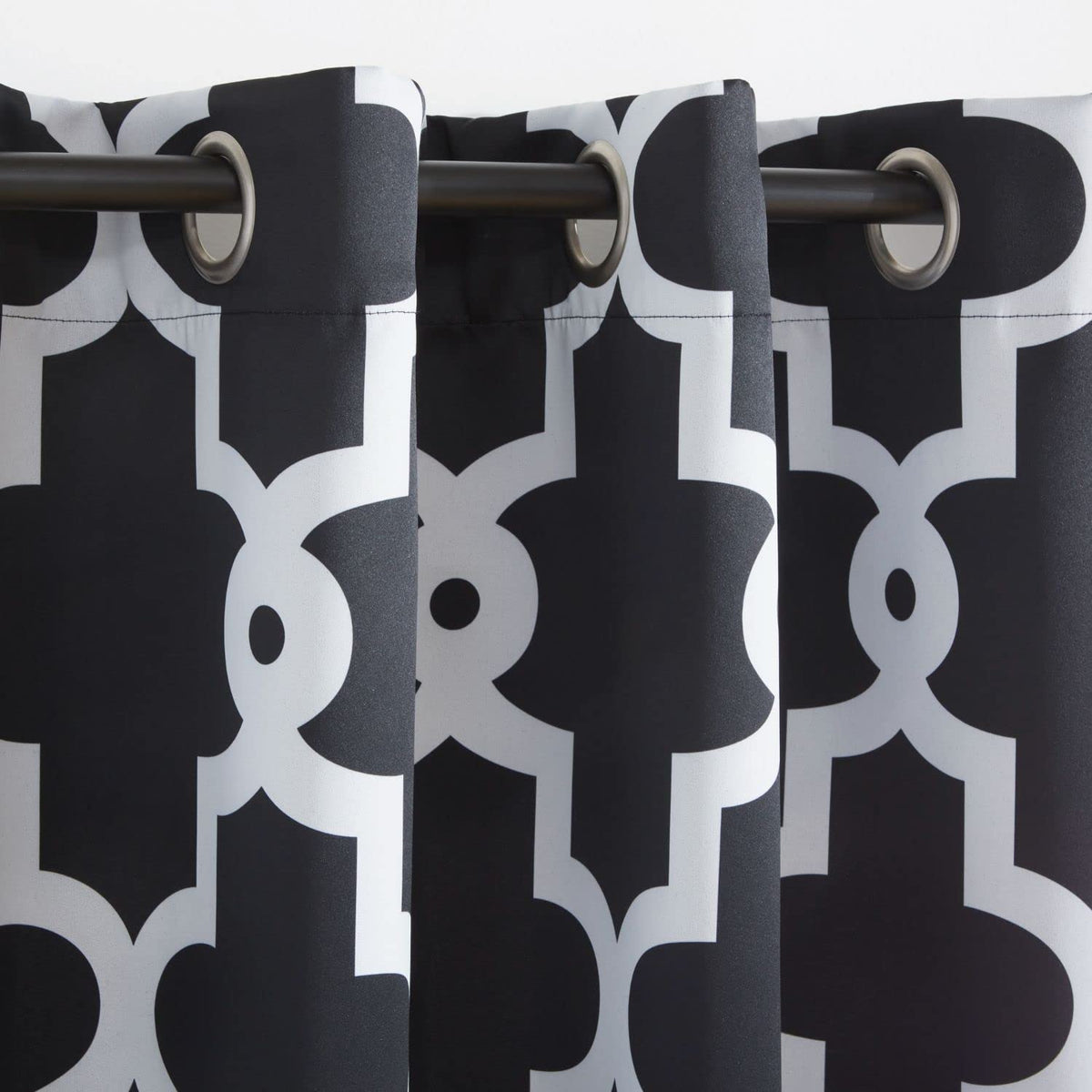 Exclusive Home Curtains Ironwork Sateen Woven Room Darkening Blackout Grommet Top Curtain Panel Pair, 52''X96'', Black