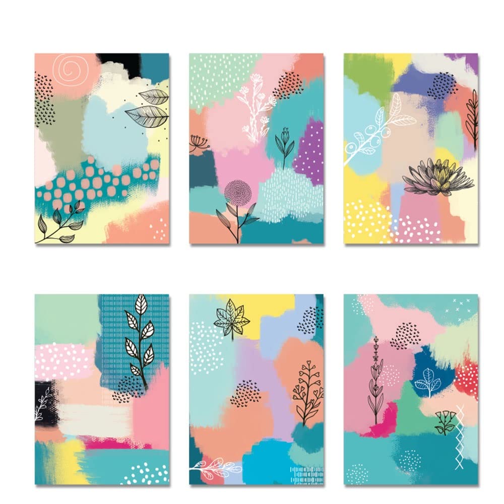 Doodle Floral Fuse Blank Notecards  Set Of 12 With Envelopes | 3 X 4.25 Inch | All-Occasion Mini Greeting & Thank You Cards