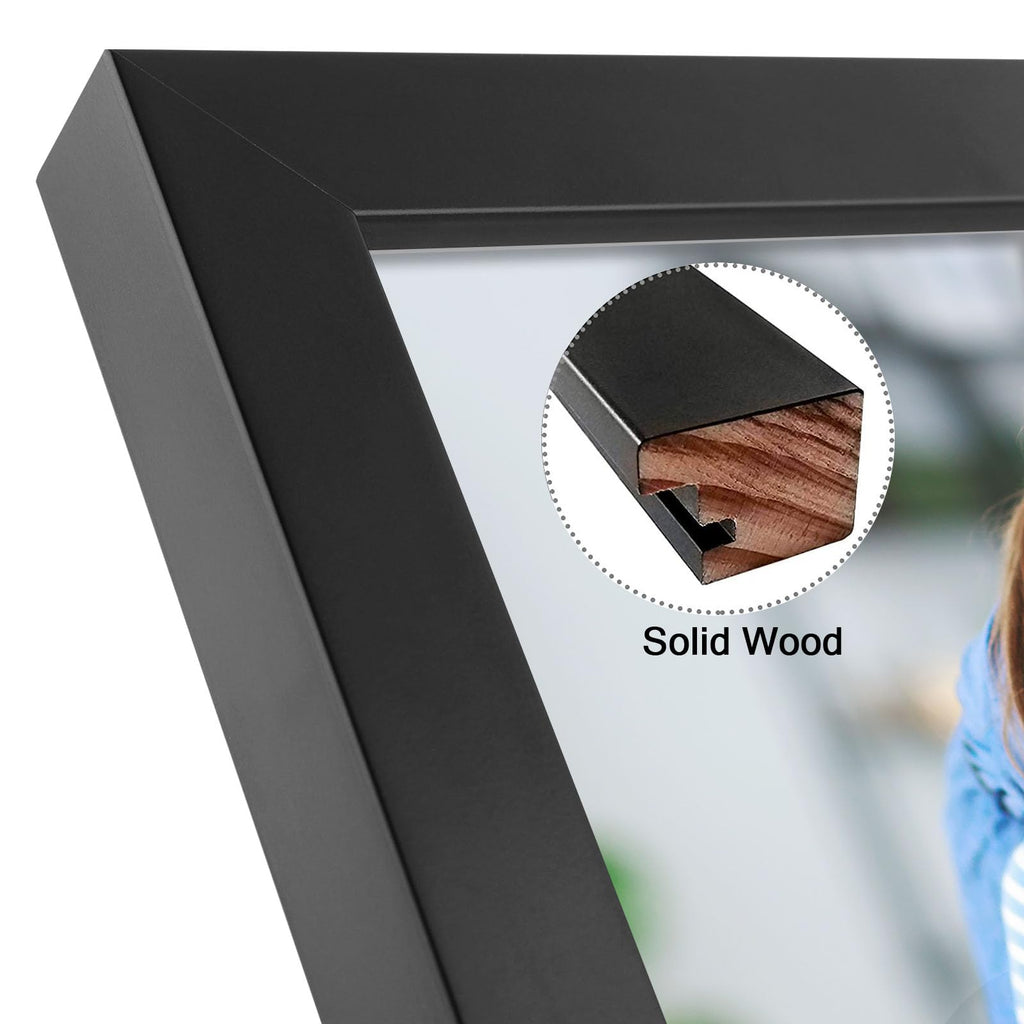 Golden State Art, A3 Black Photo Frame - Solid Wood And Display 11.7X16.5 Picture Without Mat -Acrylic Glass (Wall Display), Set