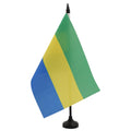 Gabon Table Flag 5' X 8' - Gabonese Desk Flag 21 X 14 Cm - Black Plastic Stick And Base - Az Flag