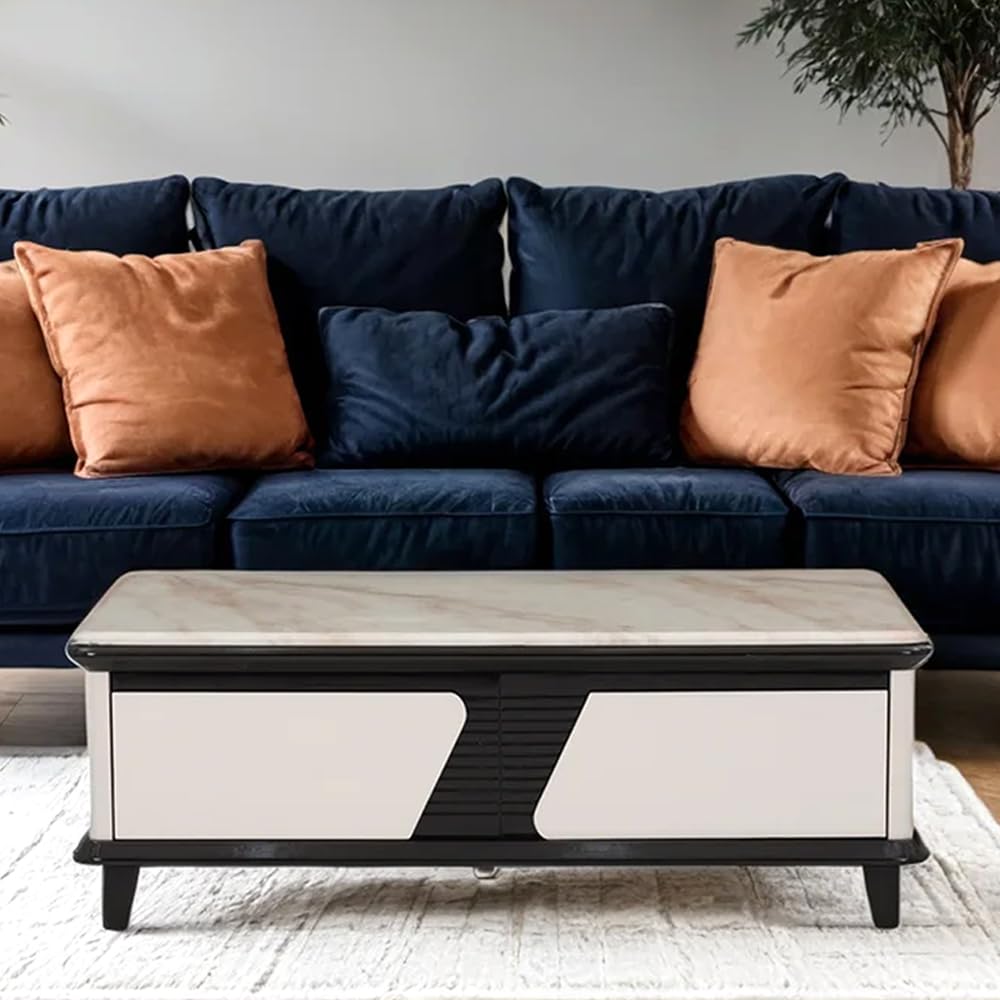 Royaloak Rome Italian Marble Center Table L Italian Art Marble L Hdf With High Gloss Reflective Finish L Tapered Design Legs L I