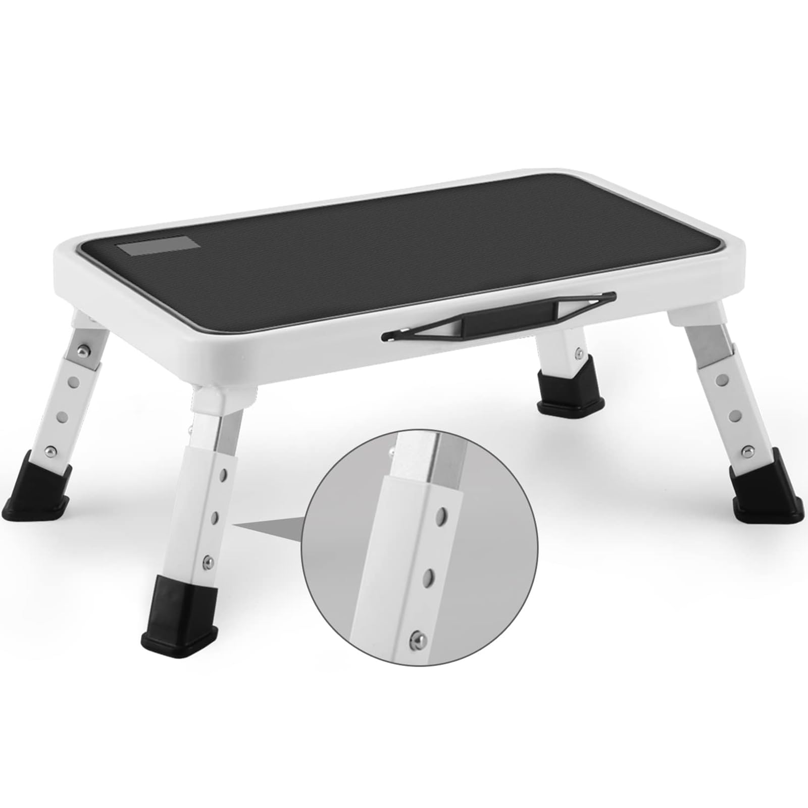 Jocauto Folding Step Stool, Height-Adjustable Step Stool with Non-Slip Platform, Step Ladder for Adults or Kids in Kitchen, Home