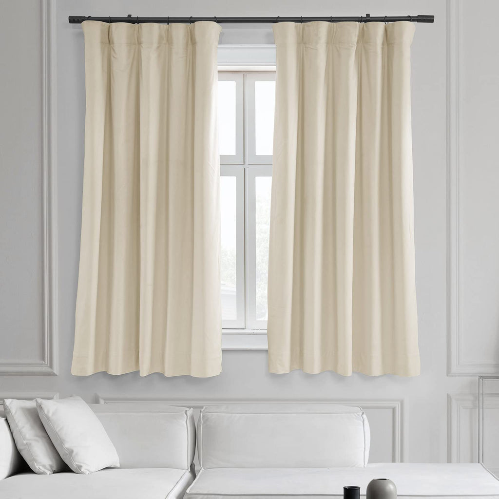 Hpd Half Price Drapes Signature Velvet Thermal Blackout Curtains For Living Room 63 Inch Long (1 Panel) Rod Pocket Insulated Blackout Curtains For Bedroom Window Curtains, 50W X 63L, Porcelain White
