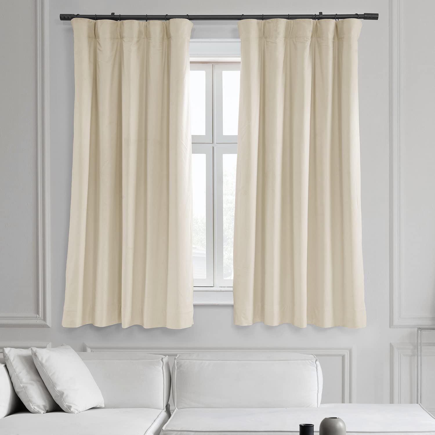 Hpd Half Price Drapes Signature Velvet Thermal Blackout Curtains For Living Room 63 Inch Long (1 Panel) Rod Pocket Insulated Blackout Curtains For Bedroom Window Curtains, 50W X 63L, Porcelain White