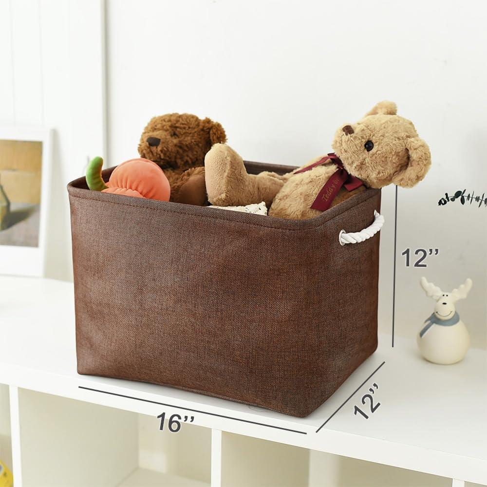Thewarmhome Organization And Storage Basket For Shelves - 3 Pack 16X12X12 Inch Fabric Storage Cubes, Cube Storage Bin For Organi