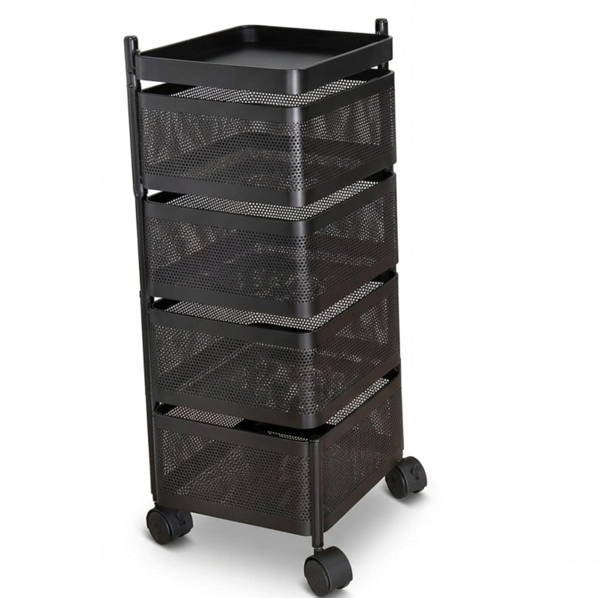 Amazbird 4 Tier Kitchen Storage Rack With Wheels, Multipurpose Trolley Organizer, Heavy Duty Metal Basket Stand For Fruits, Veg