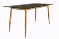 Zayle Series Modern Dining Table Brushed Gold Base, With 71 Clear Glass Top