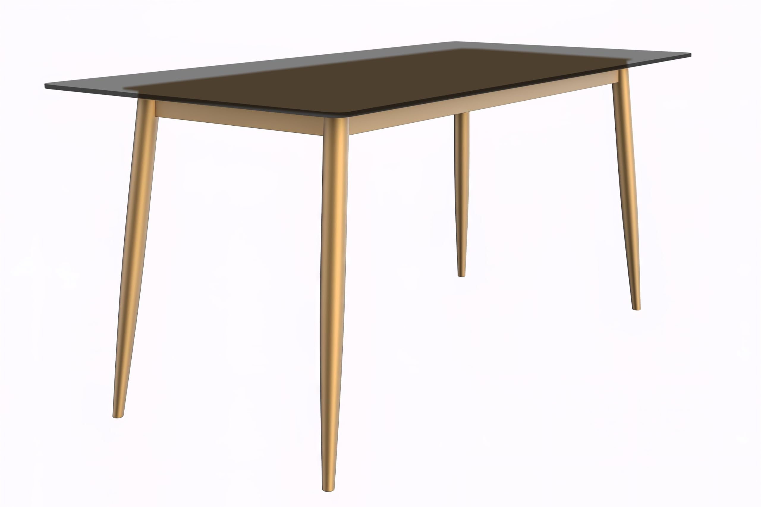 Zayle Series Modern Dining Table Brushed Gold Base, With 71 Clear Glass Top