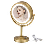 Cavoli 8.5 Inch Led Makeup Mirror With 10X Magnification,Has Three Colors Lights,Extendable Bathroom Mirror,Tabletop Two-Sided,