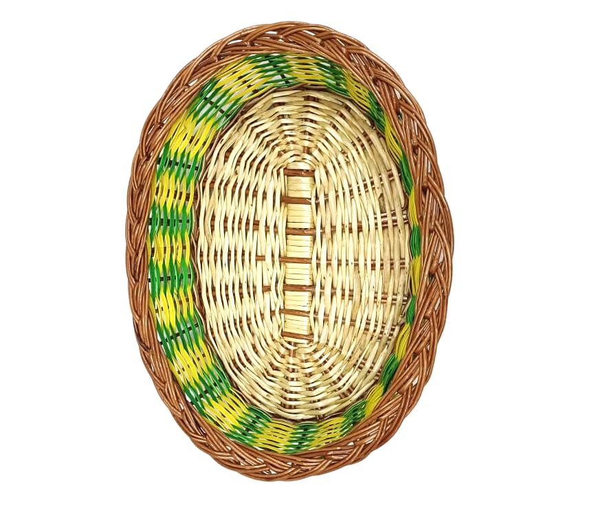 Indiana Crafts Oval Deep Cane Bamboo Basket | Fruit Gift Hamper Packing Kitchen Multipurpose Handmade Eco Friendly Cane Basket |
