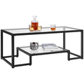 Yaheetech Coffee Table, Tempered Glass Coffee Table, Modern Simple Center Table w/Geometric-Inspired Design & Metal-Frame & Easy