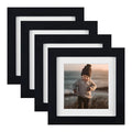 KINLINK 5x5 Square Picture Frames Black, Solid Wood Frames with Acrylic Plexiglass for Pictures 4x4 With Mat Tabletop and Wall M