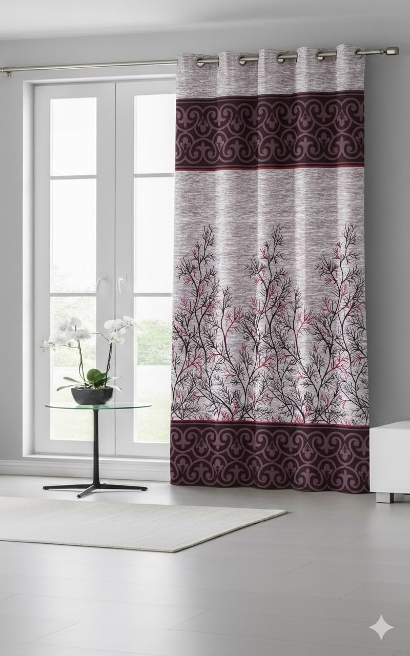 Home Sizzler 1 Piece Garden Panel Eyelet Polyester Door Curtain  7 Feet, Maroon