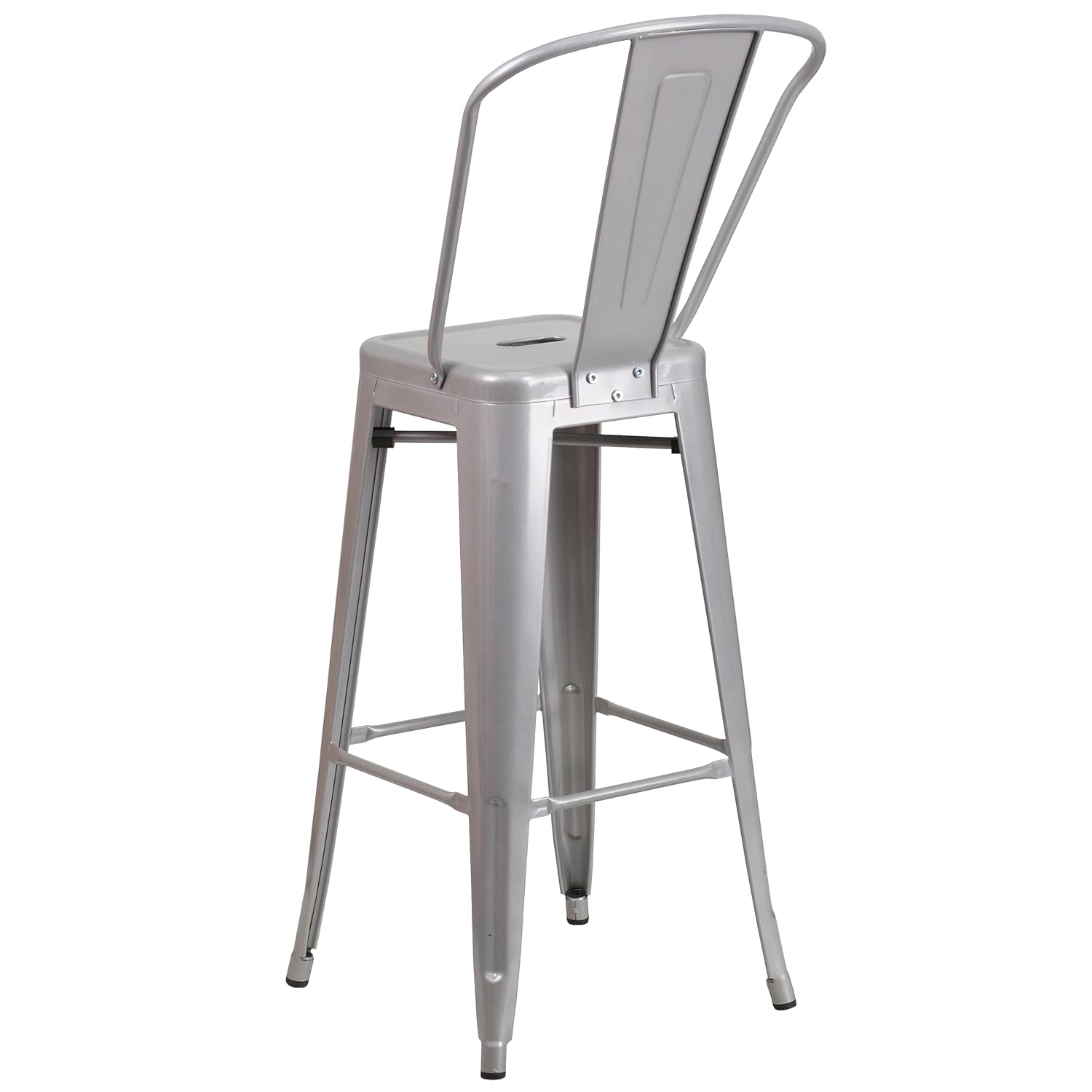 Commercial Grade 30 High Silver Metal Indoor-Outdoor Barstool with Removable Back