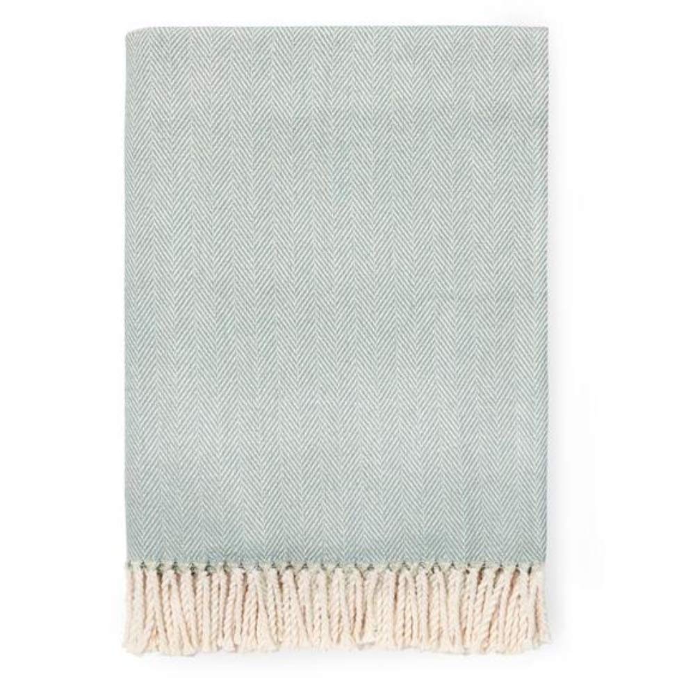 Sferra Celine Herringbone, 100% Cotton Throw Blanket - Slate Blue