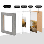 Kinlink Square 6X6 Picture Frames Grey, Solid Wood Frames With Acrylic Plexiglass For Pictures 4X4 With Mat Tabletop And Wall Mo