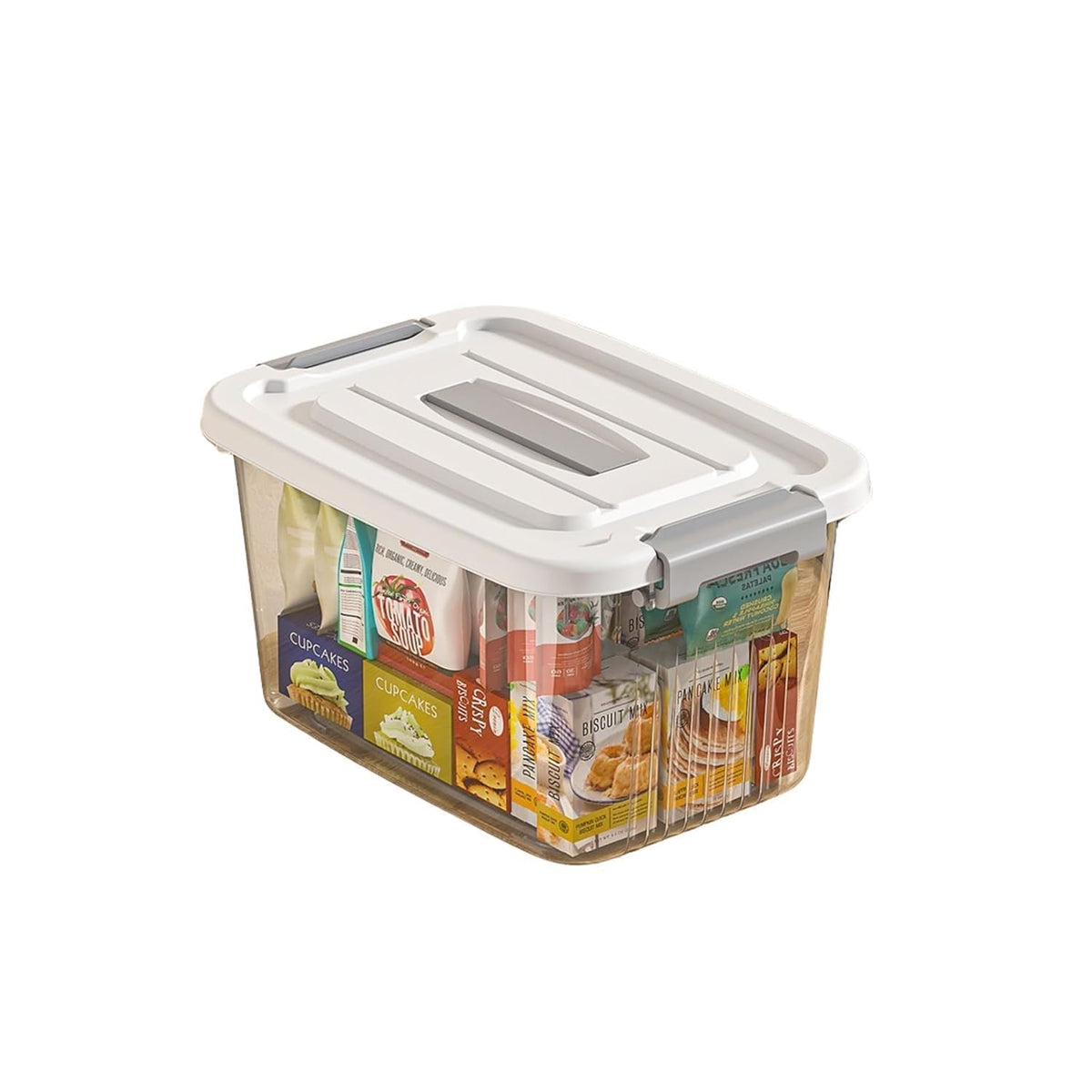 Seedware Transparent Plastic Storage Box with Locking Lid, Stackable Clear Organizer Bin for Kitchen, Pantry, Clothes, Books, Me