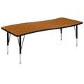 Flash Furniture Wren 26W x 60L Rectangular Wave Flexible Collaborative Oak Thermal Laminate Activity Table - Height Adjustable S