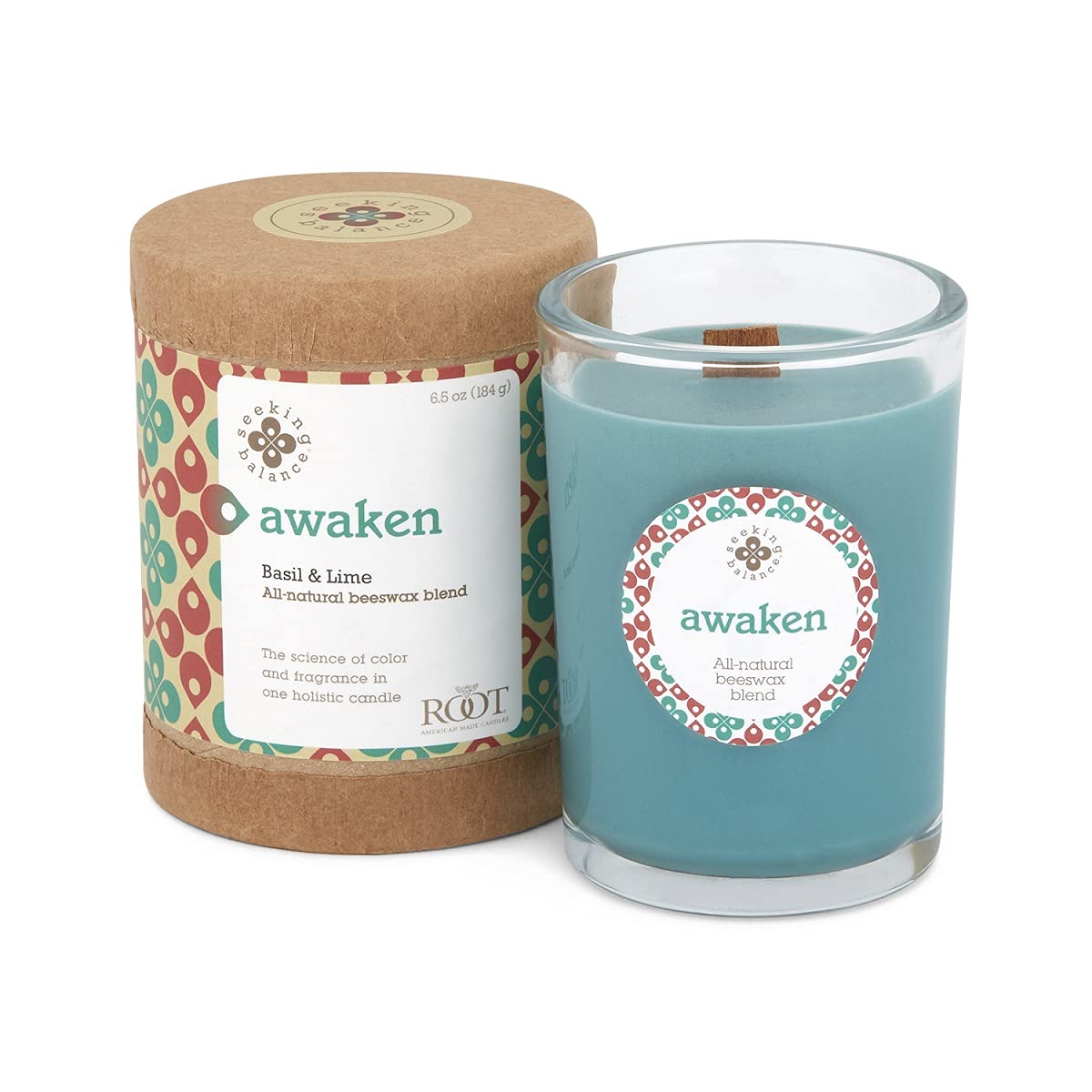 Root Candles Seeking Balance Small Spa Candle, 6.5-Ounce, Awaken: Basil & Lime