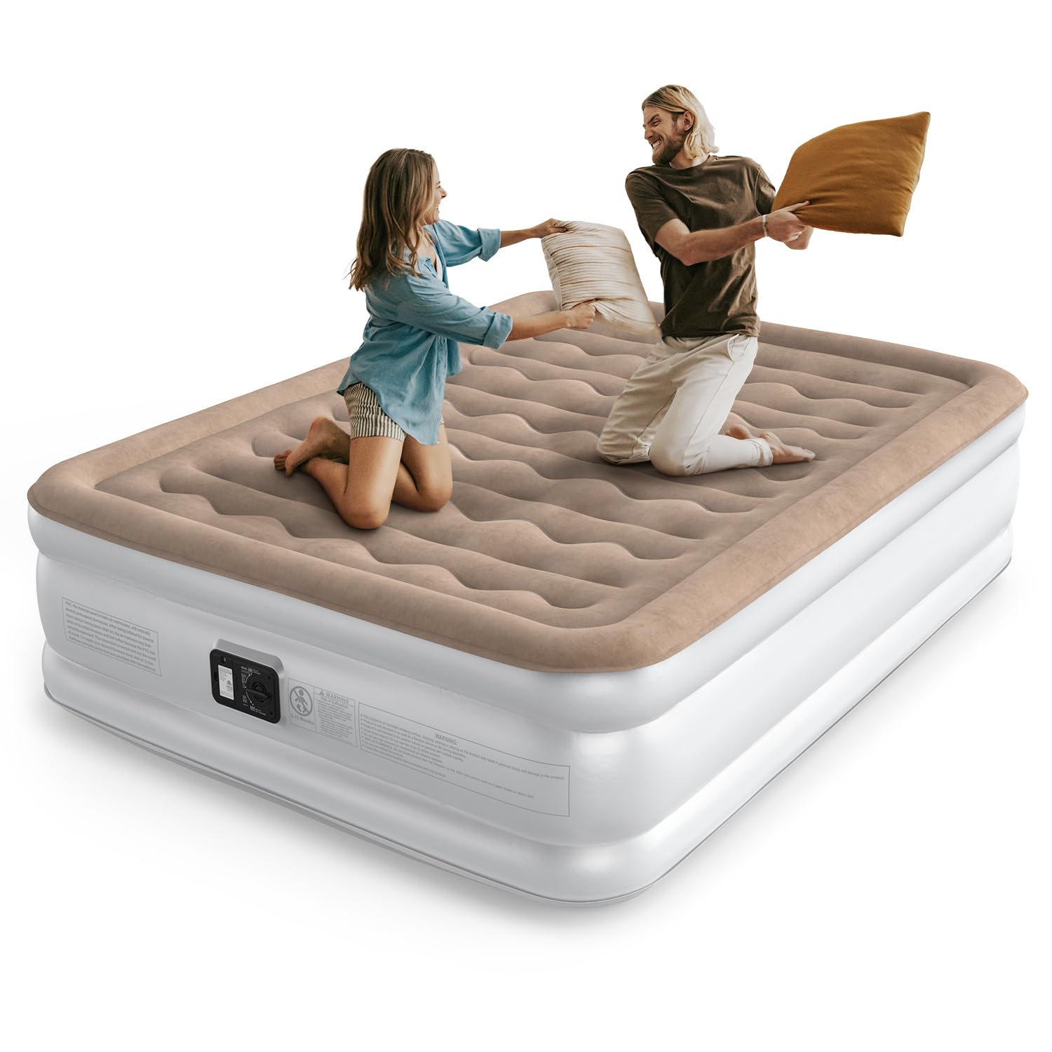 NatraCalm Air Mattress Queen with Built in Pump, Inflatable Mattress, Upgraded Blow up Mattress Queen Size for Home, Guest, Camp
