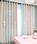 Yancorp Curtains For Girls Bedroom Kids Curtain Hollow-Out Star Window Drapes Curtain 84 Inches Length Room Darkening Grommet 2 Layers,1 Panel (Baby Pink Blue, W52 X L84)
