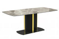 Modern Dining Table Black and Gold Base, With 55 Deep Grey Sintered Stone Top