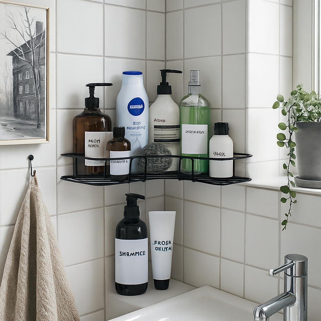OCCURA Multipurpose SelfAdhesive Corner Shelf | DrillFree Bathroom and Kitchen Storage Organizer | Rustproof PowderCoated Sha