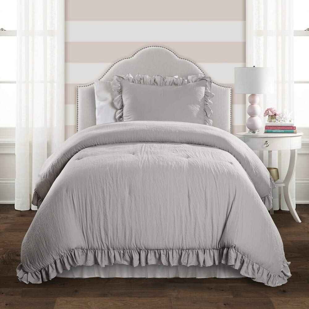 Lush Decor Reyna Ruffle Comforter Set - 2 Piece Cozy Ruffled Bedding Set - Timeless Elegance And Comfort For Dorm Room - Twin Xl