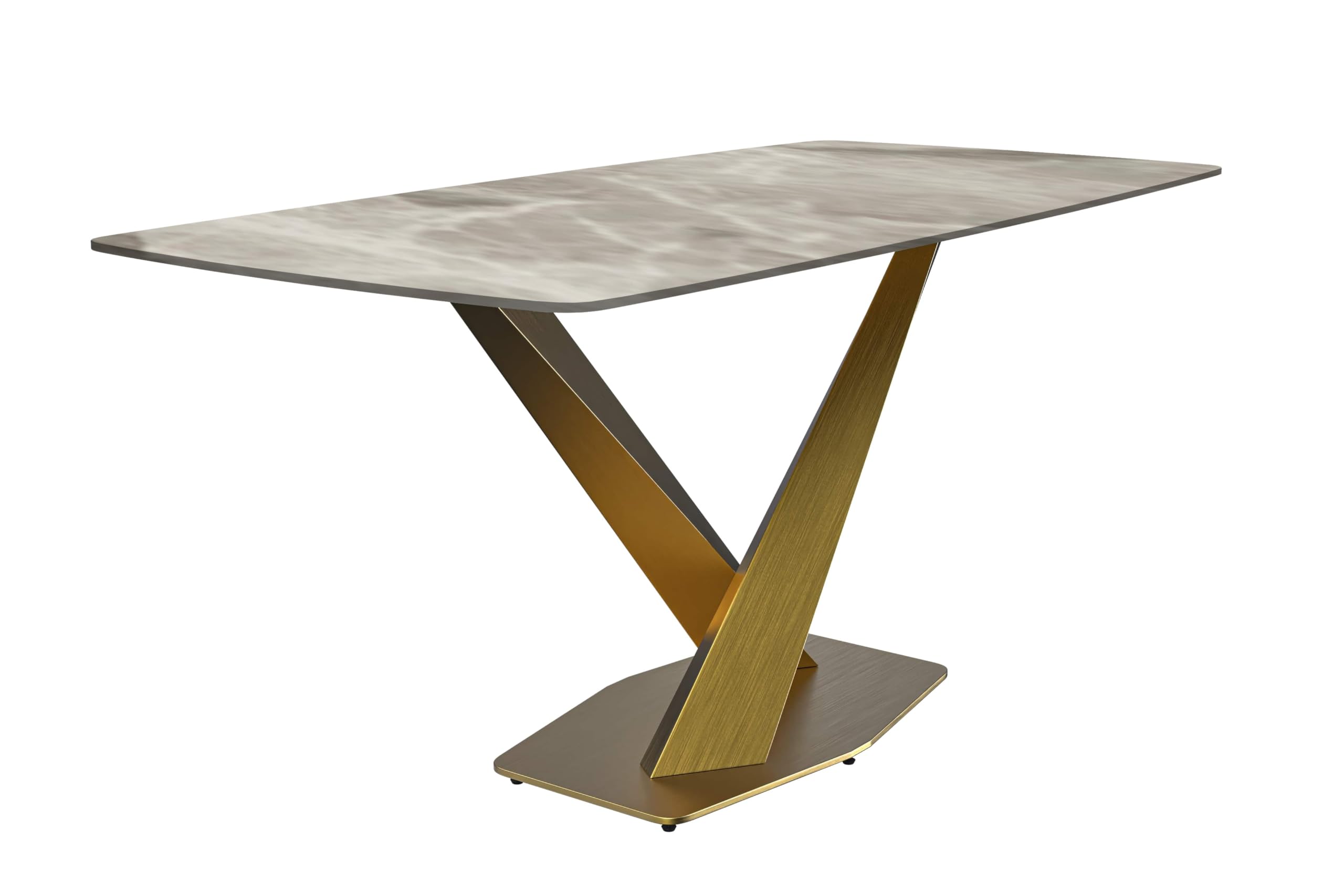 Modern Dining Table Gold Base, With 55 Deep Grey Sintered Stone Top