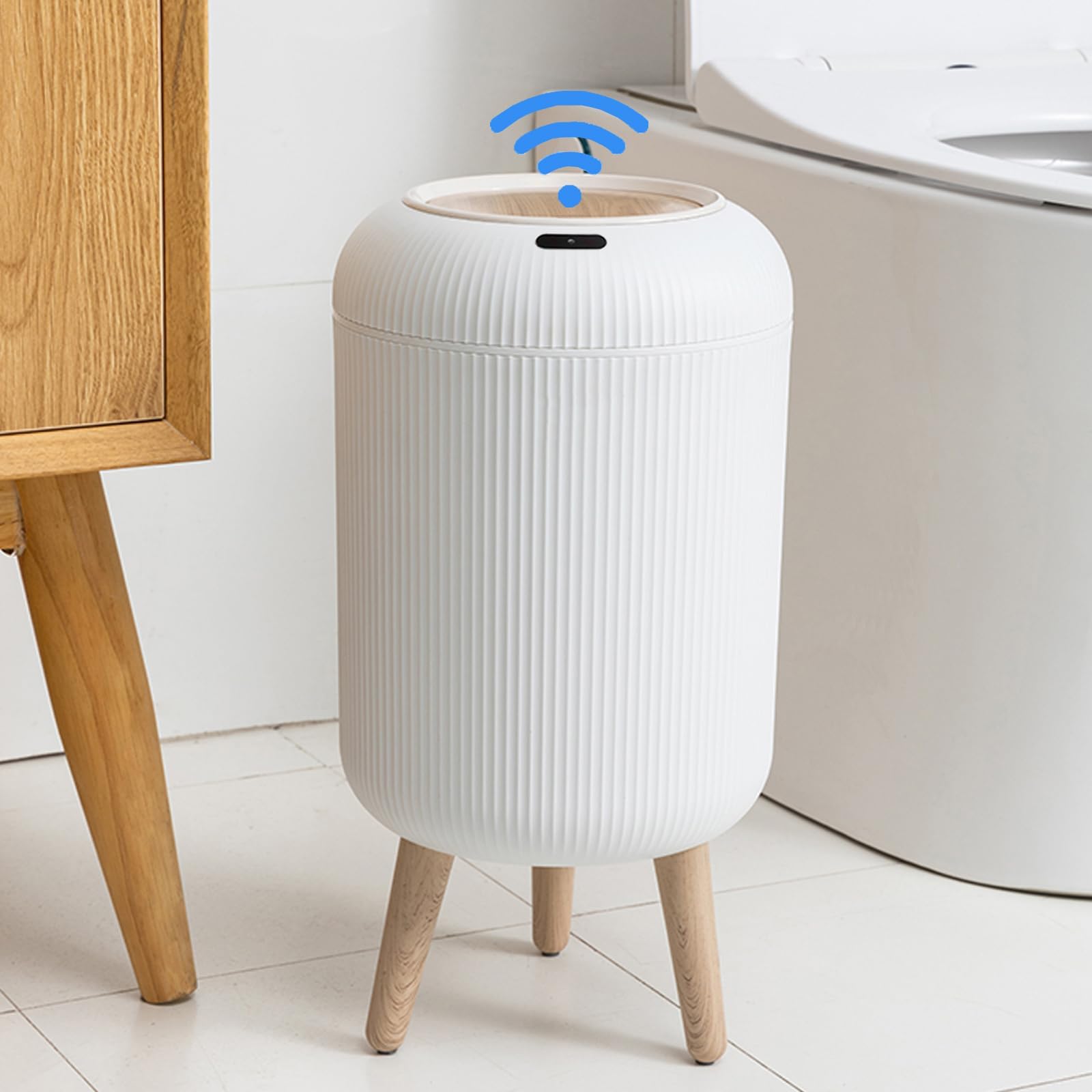 URALFA Motion Sensor Trash Can with Lid, 3 Gallon / 11 L Automatic Bathroom Trash Can, Touchless Trash Bin, Smart Plastic Garbag