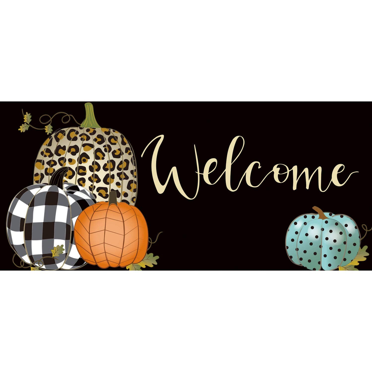 Evergreen Sassafras Mixed Print Pumpkins Interchangeable Entrance Doormat | Indoor And Outdoor | 22-Inches X 10-Inches | Non-Sli