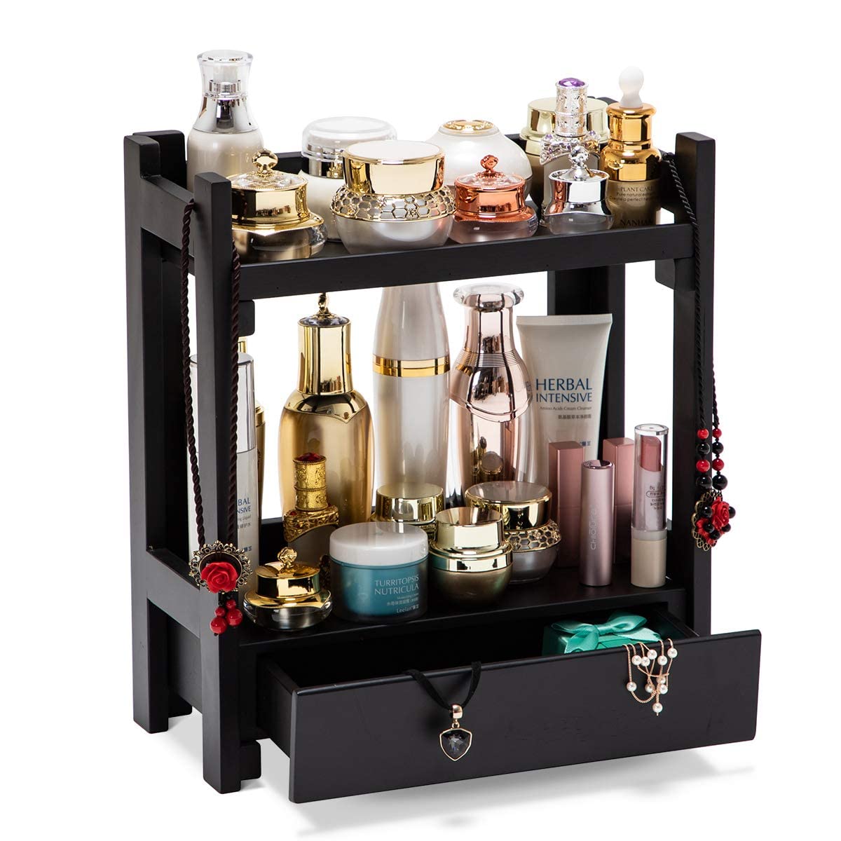 GOBAM Makeup Organizer Vanity Organizer and Cosmetic Storage Display Box, Large Capacity Make up Caddy Shelf, Great for Countert