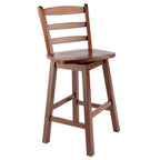 Winsome Scalera Ladder Back Swivel Counter Stool, 24 in, Walnut Finish, Solid Wood