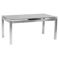 Armen Living Ivan Tempered Glass Top Extension Table, Dining Height, Gray
