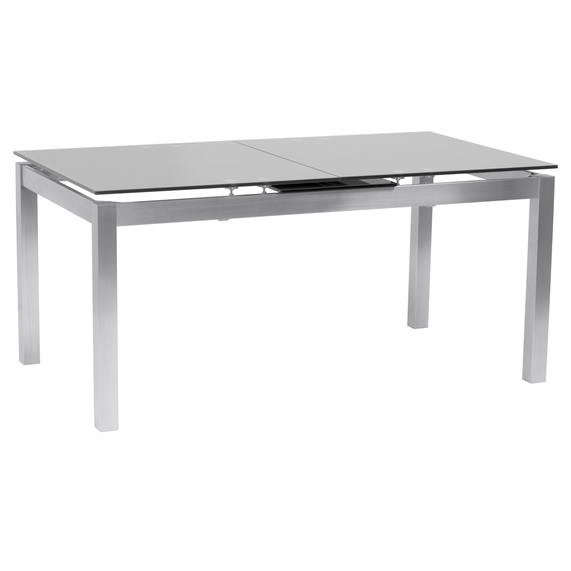Armen Living Ivan Tempered Glass Top Extension Table, Dining Height, Gray