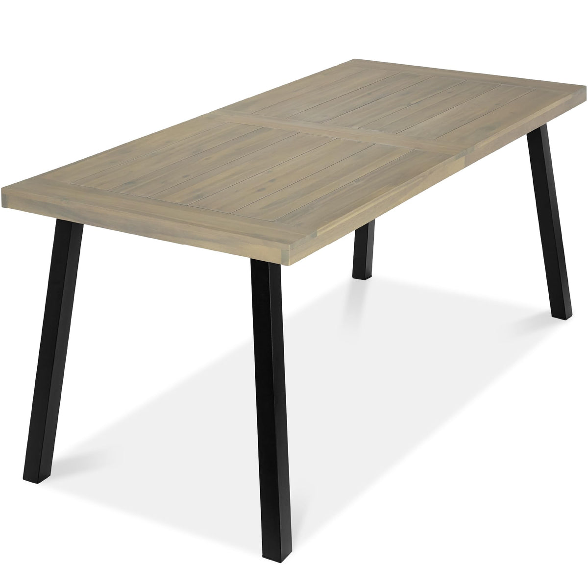 Best Choice Products 6-Person Indoor Outdoor Acacia Wood Dining Table, Picnic Table W/Powder-Coated Steel, 350 Pound Capacity Legs - Taupe