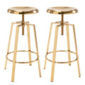 Brage Living Atlas Industrial Bar Stools Set of 2, Adjustable Swivel Four Legged Round Metal Barstools, Backless Counter Height 