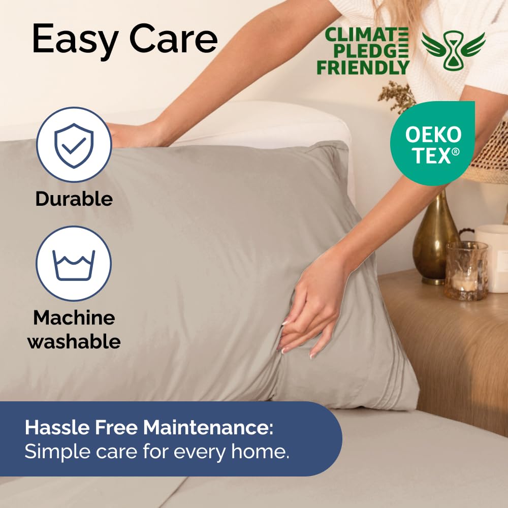 Extra Deep Pocket Split King Sheets - 5 Piece Breathable & Cooling Bed Sheets - Hotel Luxury Bed Sheet Set - Soft, Wrinkle Free & Comfy - Easily Fits Extra Deep Mattresses - Deep Pocket Wheat Sheets