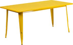 Commercial Grade 31.5 Square Yellow Metal Indoor-Outdoor Table Set with 4 Stack Chairs