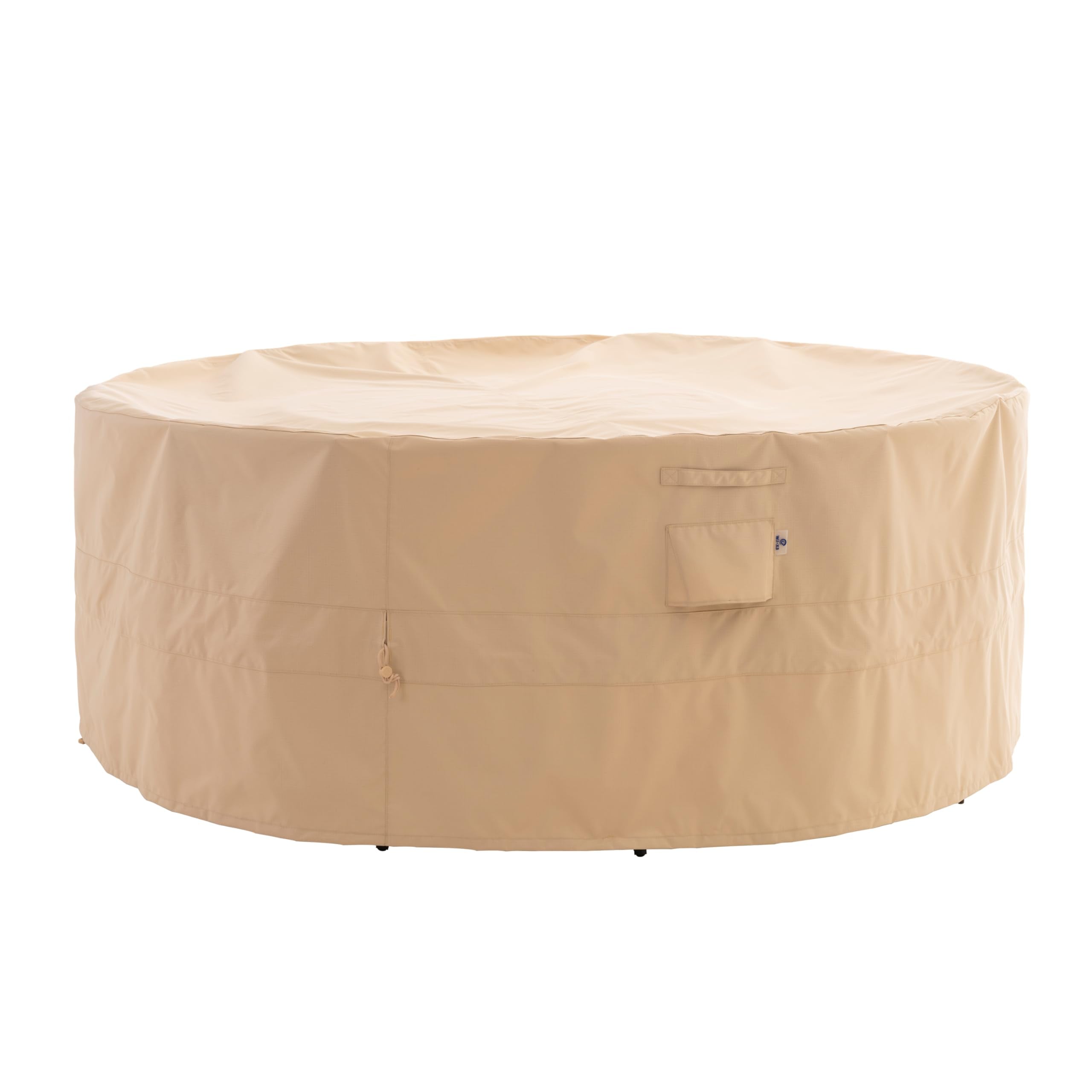 Wj-X3 Round Patio Furniture Cover, 110' D X 31' H, Waterproof, Uv Resistant, Anti-Fading Outdoor Cover For Round Dining Table And Chairs Set, Beige