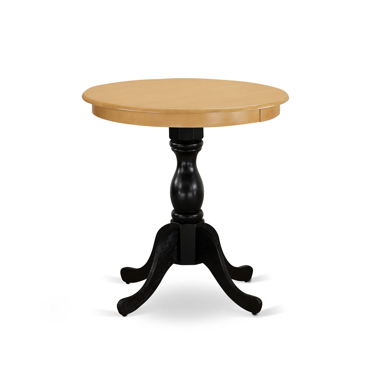 East West Furniture Est-Obl-Tp Eden Dining Room Table - A Round Kitchen Table Top With Pedestal Base, 30X30 Inch, Oak & Black