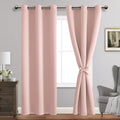 Jiuzhen Blackout Curtains With Tiebacks - Thermal Insulated, Light Blocking And Noise Reducing Grommet Curtain Drapes For Bedroom And Living Room, Set Of 2 Panels, 42 X 84 Inches Long, Blush Pink