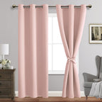 Jiuzhen Blackout Curtains With Tiebacks - Thermal Insulated, Light Blocking And Noise Reducing Grommet Curtain Drapes For Bedroom And Living Room, Set Of 2 Panels, 42 X 84 Inches Long, Blush Pink
