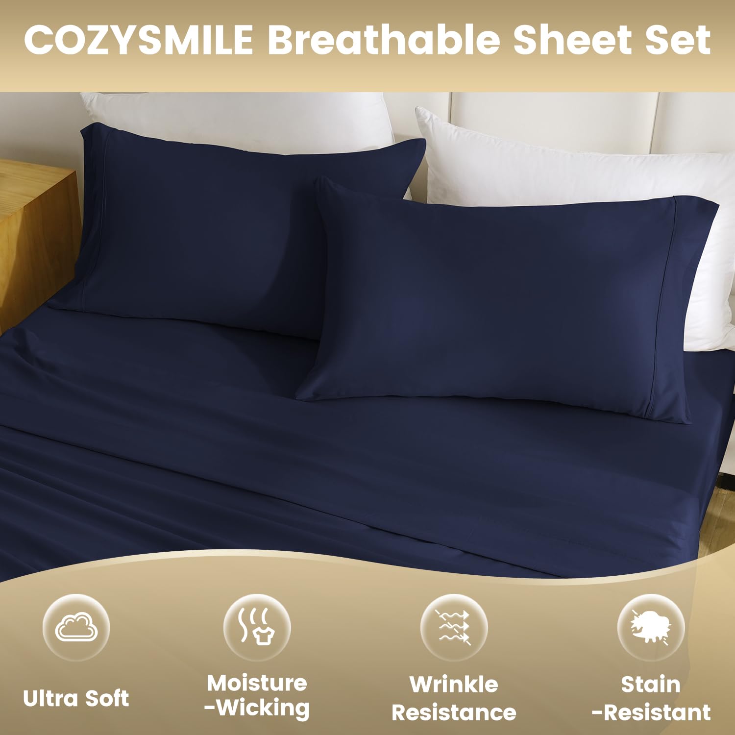 Cozysmile Twin Xl Sheet Set - 3 Piece Silky Soft Breathable Bed Sheet & Pillowcase Set, 16'' Deep Pocket Hotel Luxury Wrinkle Fr